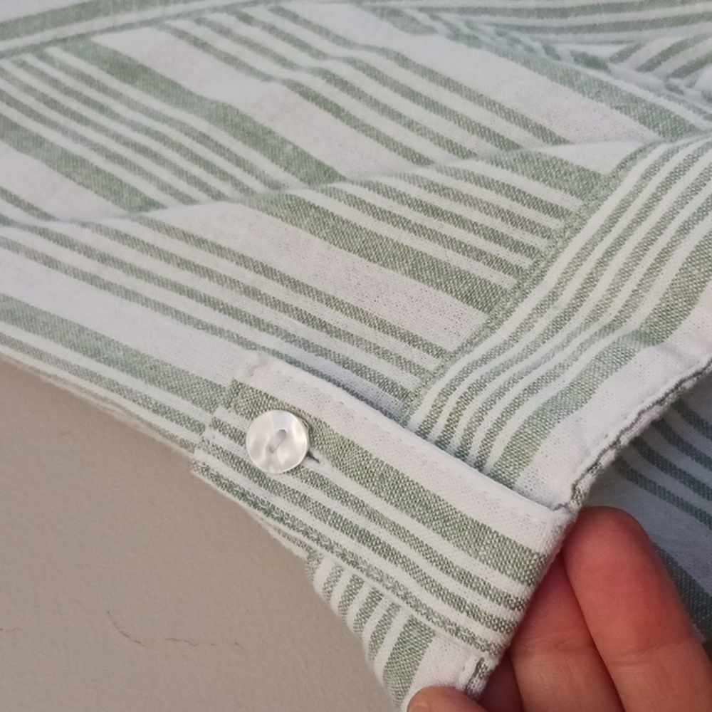 Croft & Barrow Short Sleeve Striped Button Down Linen Blend Top Size S - Picture 4 of 15